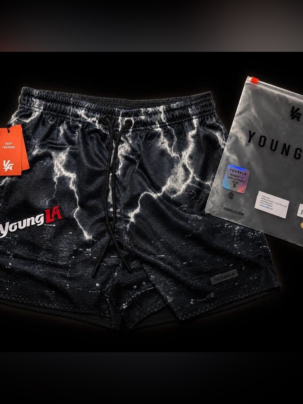 YoungLA Lightening Reversible Mesh Shorts - Size S - NWT